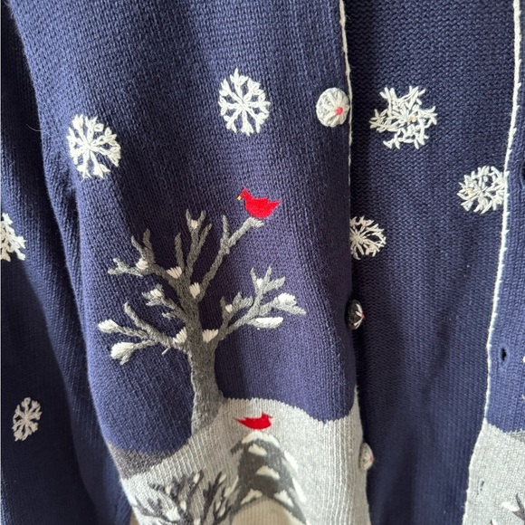 Vintage Winter Wonderland Knit Navy Cardigan - Picture 7 of 8